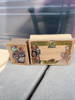 Wooden Wizard of Oz Themed Kids Stamp Set - Yellow and Multicolor